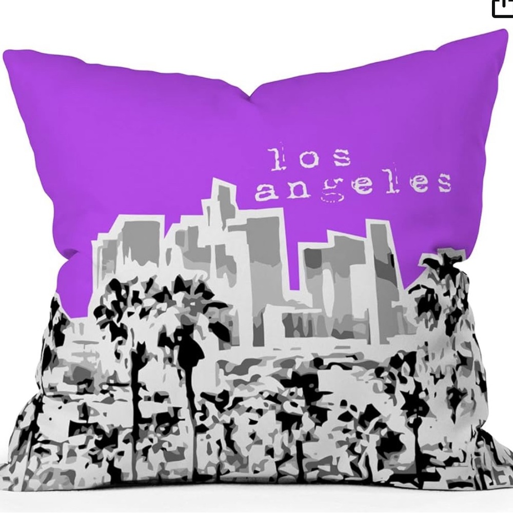 Los Angeles, California Accent Pillow, purple, Deny Designs, Like New